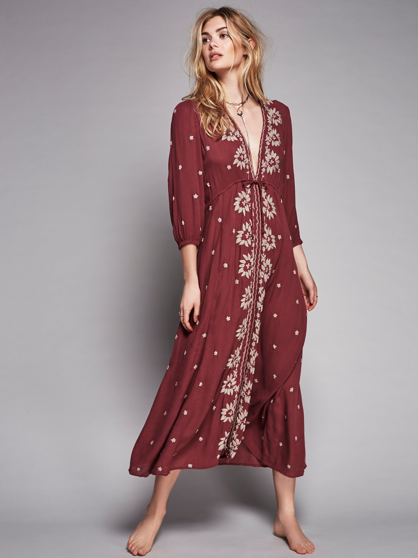 Free people Embroidered Fable Dress in Red Lyst